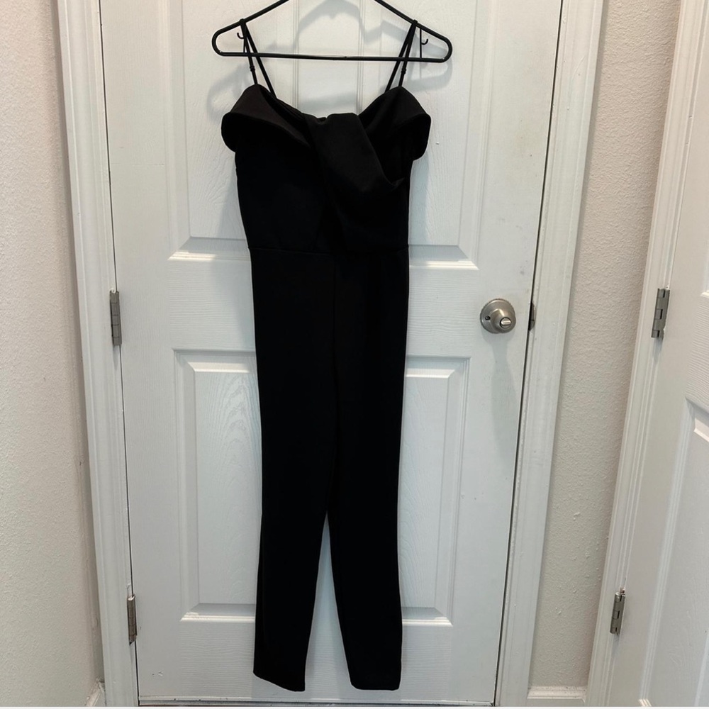 Charlotte Russe Black Fold-Over Jumpsuit
